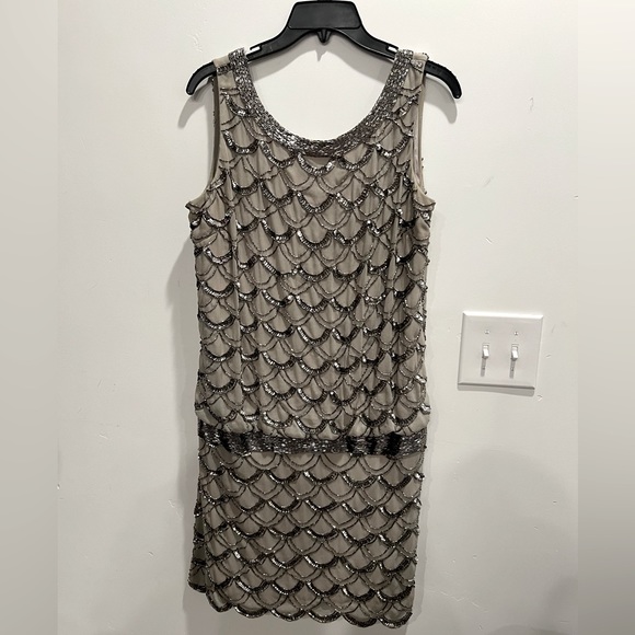 Adrianna Papell Roaring 20's Flapper Dress with Beading Slip - Picture 3 of 5